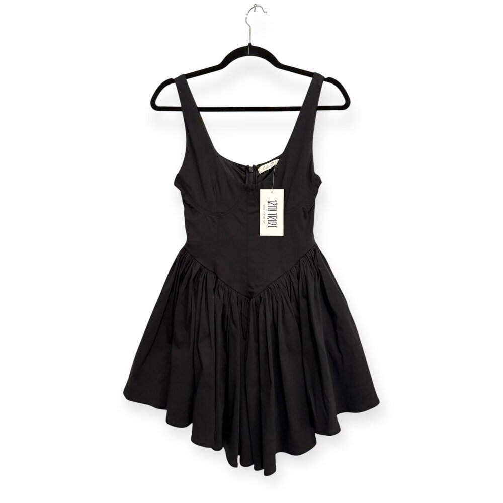 12TH TRIBE "Kit" Mini Dress in Black, Size XS
